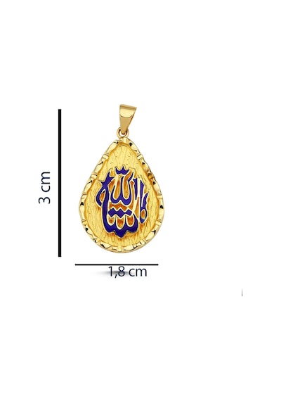 Kayra Mücevher Allah Yazılı Mineli Altın Kolye Ucu Ah102