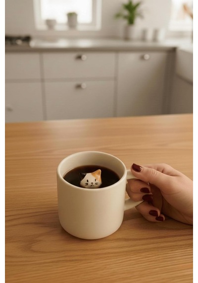 Kedi Figürlü 250 Ml Seramik Çay Kahve Kupası Mıt1270 çok renkli