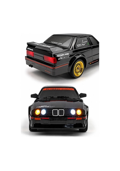 1/16 4wd 50 Km Hızlı E30 Rc Drift Uzaktan Kumandalı Yedek Lastikli Oyuncak Drift Araba Siyah