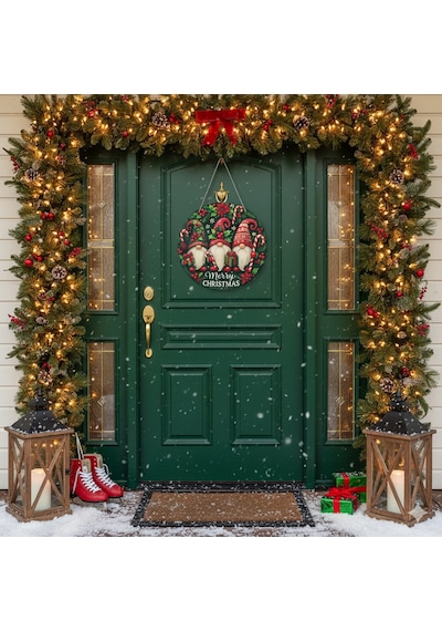 Yılbaşı Cüceleri Kapı Ve Duvar Süsü Merry Christmas 1 30x30