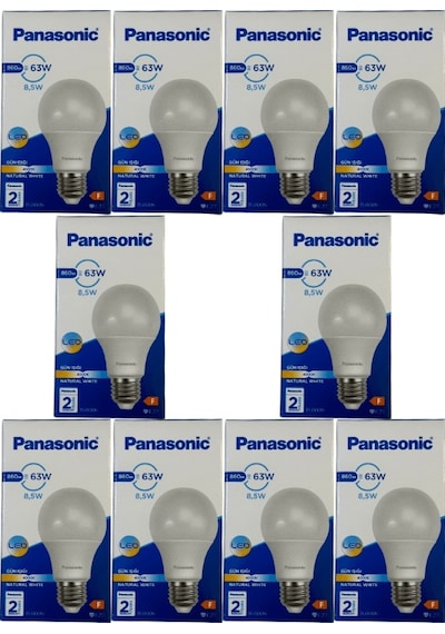 Panasonic 8,5w 63w 4000k Günışığı E27 Duylu Led Ampul 10 Adet