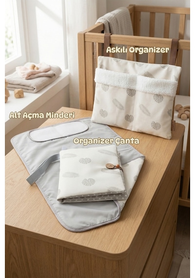 Yenidoğan 3 Prç Anne Bebek Hediye Hastane Çıkışı Alt Açma Bakım Çanta Askılı Organizer Set Melis