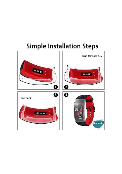 Microsonic Samsung Uyumlu Gear Fit 2 Pro Kılıf 360 Şeffaf