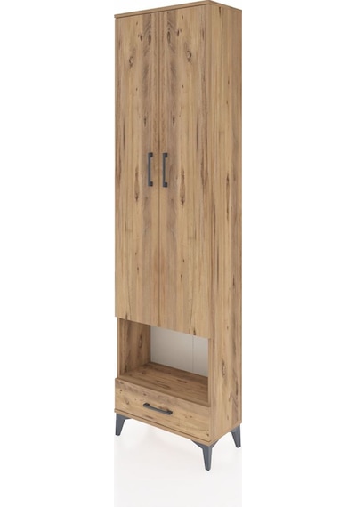 Arges Dolap 4 Raflı Tek Çekmeceli Tek Askılı 60x30x221 Çam-çam Çam