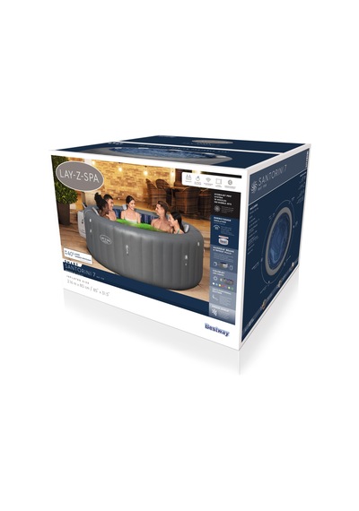 Lay-z-spa 6001t Santorini Smart Hydrojet Pro Enerji Tasarruflu Şişme Spa Havuzu, Mobil Uygulama Kontrollü, 5-7 Kişilik Gri