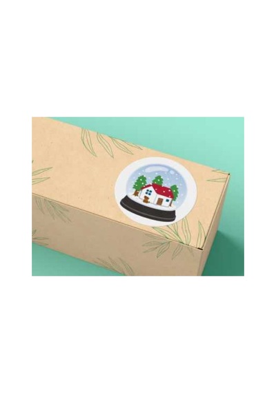 Kar Küresi Etiketi Yuvarlak Mat Çıkartma Round Sticker 4 Cm 20 Adet Çok Renkli