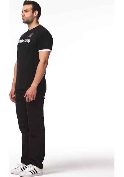 Beşiktaş Lisanslı Yazılı Logolu Siyah T-shirt Kartal Ahşap Kutulu Siyah - Beyaz