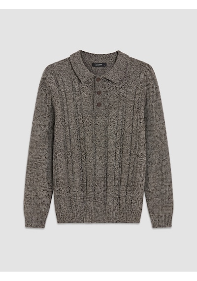 LC Waikiki Lc Waıkıkı Kahverengi Polo Yaka Desenli Erkek Triko Kazak
