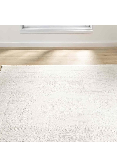 Minimal Krem Eskitme Desenli Halı - Mk12004krs