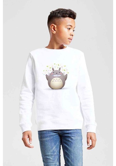Tshirthane Komşum Totoro Baskılı Unisex Çocuk Beyaz Sweatshirt (534766172) Beyaz