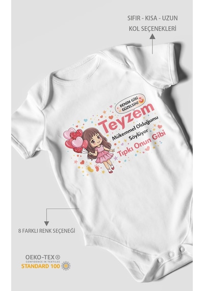 Morivokids Teyzeye Özel Kısa Kollu Bebek Body %100 Pamuk Zbn89-kk Beyaz