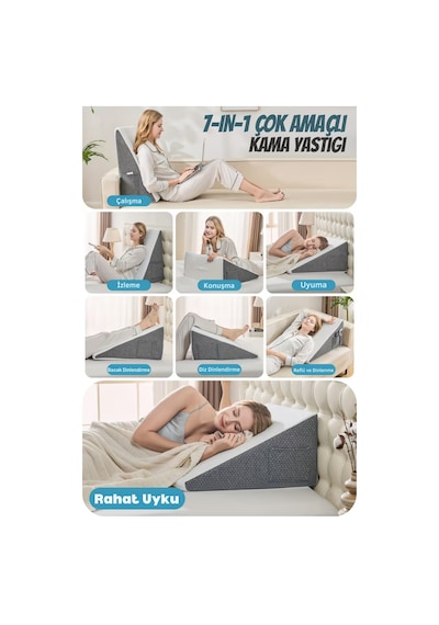 7 İn 1 Çok Fonksiyonlu Dinlenme,tv İzleme,çalışma Ve Uyku Yastığı, Beyaz