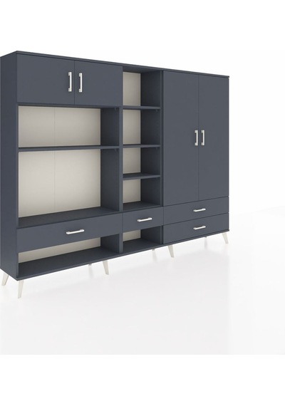 Arges Dolap 12 Raflı 4 Çekmeceli 4 Kapaklı 220x30x163 Antrasit-an Antrasit-antrasit Arges Dolap 12 Raflı 4 Çekmeceli 4 Kapaklı 220x30x163 Antrasit-an Antrasit-antrasit