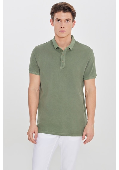 Altınyıldız Classıcs Erkek Hakı %100 Pamuk Slim Fit Dar Kesim Polo Yaka Tişört Haki