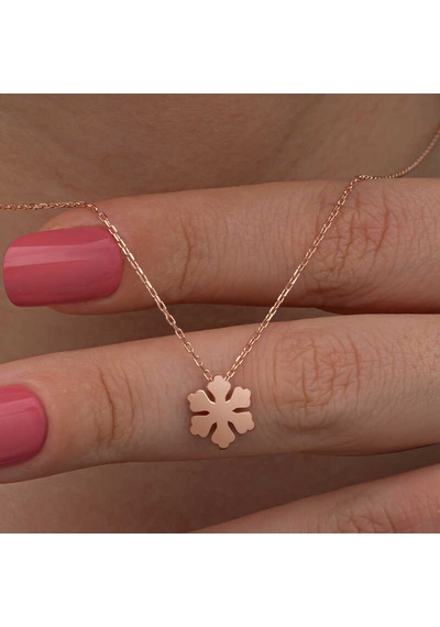 Minimalist Rose Gümüş Kar Tanesi Kolye Renkli