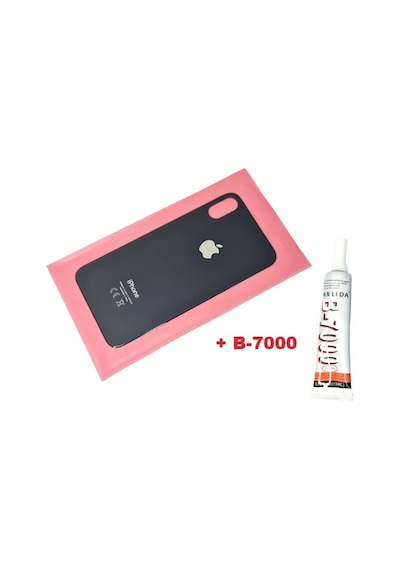 Tkgz Apple Uyumlu iPhone X Arka Pil Batarya Kapağı Cam+b-7000 Siyah