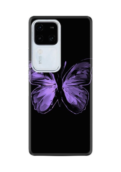 Vivo V30 Kılıf Desenli Silikon Platinium Series Black Butterfly 1879