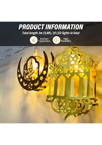 Ramazan Ayına Özel Karışık Figürlü Metal Led Işıklar Süsleme Işığı Pilli Gün Işığı Dekoratif Süs Dek Çok Renkli