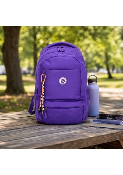 Unisex Çok Bölmeli Sırt Çantası Okul, Seyahat Ve Outdoor Kullanım Mor