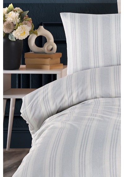 Eponj Home Sport Çizgili Nevresim Takımı Tek Kişilik Soft Line Gri Gri