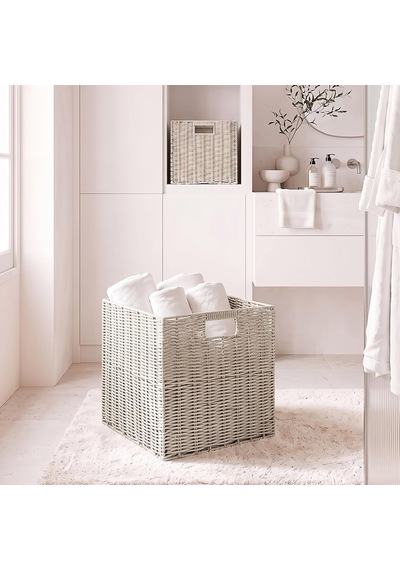 Yıkanabilir Gri Pp Rattan Sepet 33 X 33 X 33 Cm