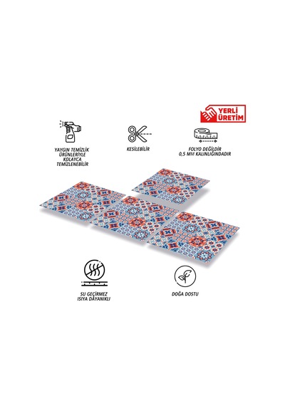 Tink Kendinden Yapışkanlı Kontrast 4'lü Karo Desenli Pvc Karo 30x30 Cm