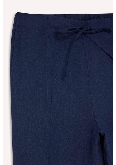 DeFacto %100 Keten Straight Fit Esnek Belli Cepli Pantolon D4388AX25SMNV31