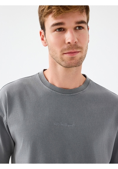 Oversize Fit Erkek Tshirt K.kol Koyu Gri