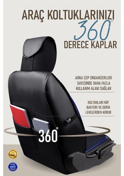 Audi S Serisi S5 Oto Koltuk Kılıfı Ön Arka Set Plus Serisi Siyah Mavi Fs