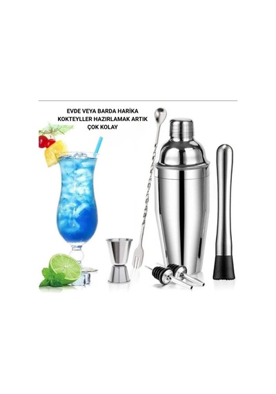 Profesyonel Paslanmaz Çelik 750ml 6 Parça Kokteyl Seti Kokteyl Hazırlama Bar Shaker Seti