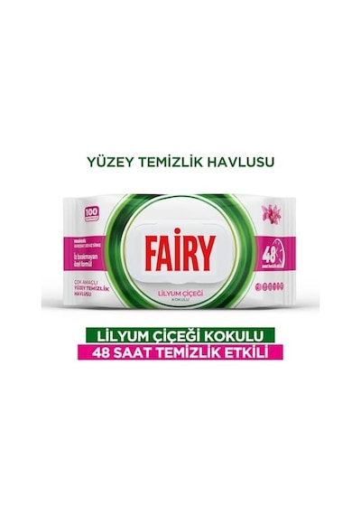 Çok Amaçlı Yüzey Temizlik Havlusu 100 Yaprak Lilyum Çiçeği Beyaz Sirke & Karbonat 48 Saat Temizlik Etkili İz Bırakmayan Formül 0