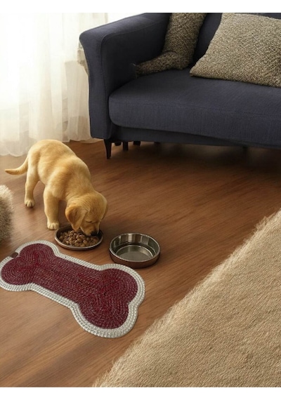 Kedi, Köpek Evcil Hayvan Mama Matı, Paspası - Bordo