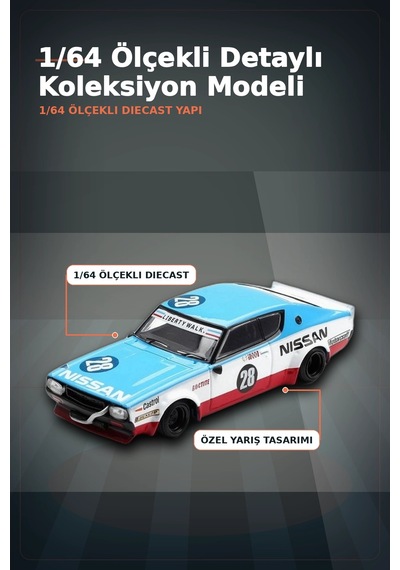 Detaylı 1/64 Diecast Nissan Skyline Kenmeri Liberty Walk Yarış Arabası Modeli Bx-313382