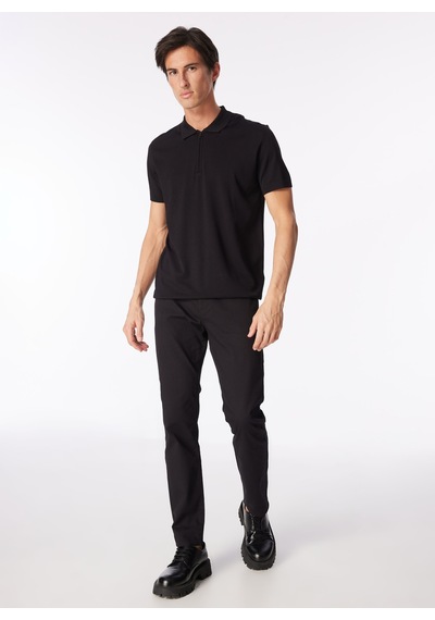 Fabrika Comfort Siyah Erkek Polo Yaka Regular Fit Rayon Karışımlı Kazak Fc4sm-kzk 0374