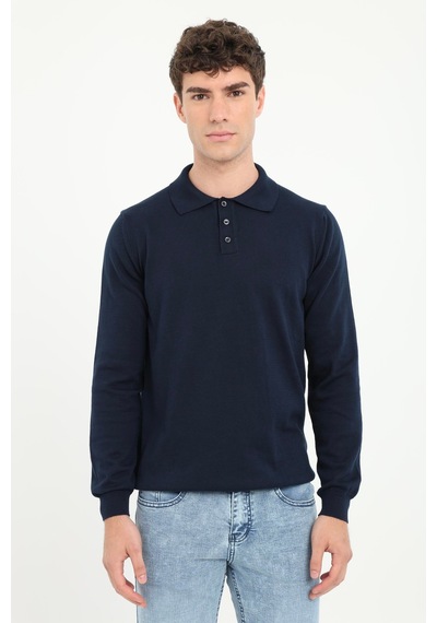 Dufy Erkek Regular Fit Polo Yaka Lacivert Triko-19498