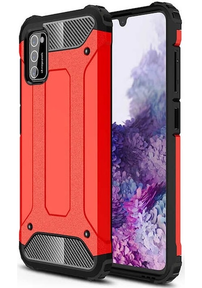 Kilifone - Samsung Uyumlu Galaxy A02s - Kılıf Çift Katman Zırh Tank Crash Military Kapak - Kırmızı