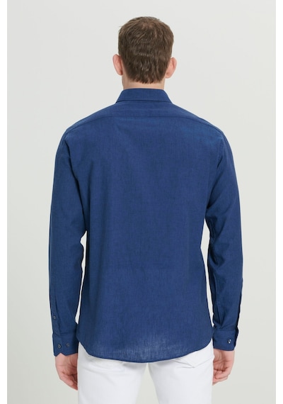 AC&Co / Altınyıldız Classics ERKEK INDIGO Comfort Fit Rahat Kesim Düğmeli Yaka Casual Keten Gömlek İndigo AC&Co / Altınyıldız Classics ERKEK INDIGO Comfort Fit Rahat Kesim Düğmeli Yaka Casual Keten Gömlek İndigo