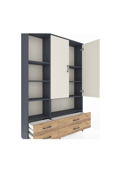 Arges Dolap 8 Raflı 4 Çekmeceli 2 Kapaklı 132x30x195 Antrasit-aytaşı/çam Aytası/atlas Çam Arges Dolap 8 Raflı 4 Çekmeceli 2 Kapaklı 132x30x195 Antrasit-aytaşı/çam Aytası/atlas Çam