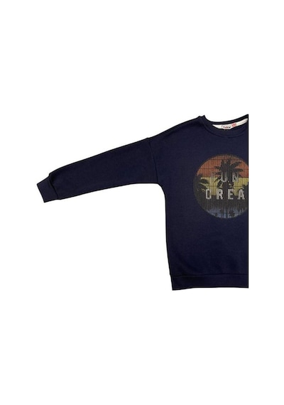Cantoy Erkek Çocuk İçi Şardonlu Baskılı Sweatshirt-15198 Lacivert