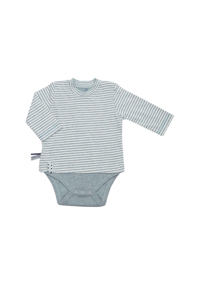Organicera Organicera Organik Uzun Kollu Tshirt Bebek Body, Yeşil Melanj Çiz Yeşil