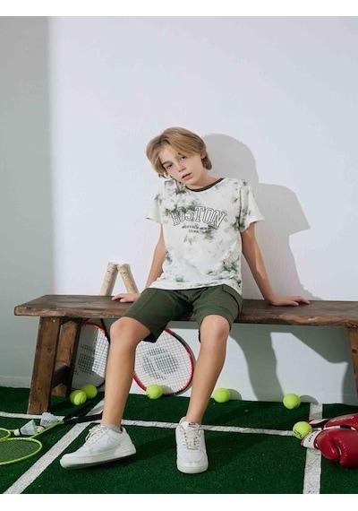 Kıpırık Baby Erkek Çocuk Yeşil Desenli Şortlu Pijama Takımı-1264 Yeşil