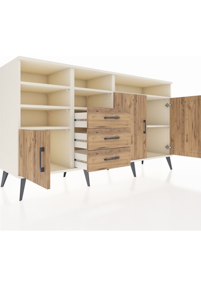 Kronos Konsol 7 Raflı 3 Çekmeceli 3 Kapaklı 176x59x99 Aytaşı-çam Aytaşı-çam