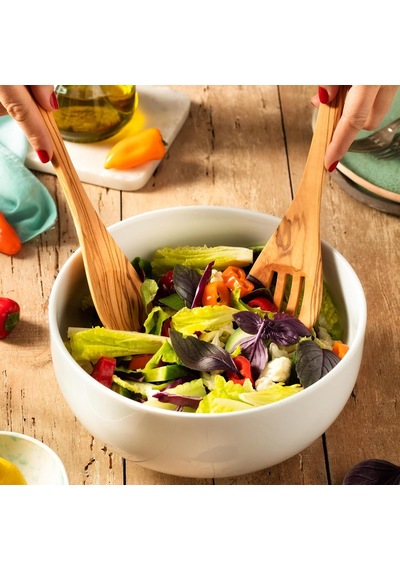 Zeytin Ağacı El Yapımı 4 Parça Mutfak Seti, Ahşap Kaşık, Çatal, Spatula, Delikli Spatula 30 Cm Diğer