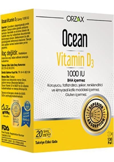 Orzax Vitamin D3 1000 Iu Sprey 20ml