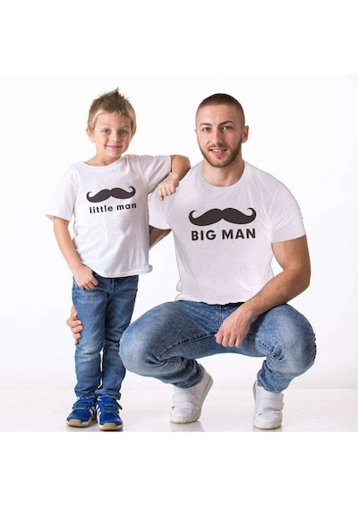 Bigman Little Man Baba Oğul Giyim Tişört Tekli Üründür Kombin Yapmak İçin 2 Adet Sepete Ekleyiniz Beyaz
