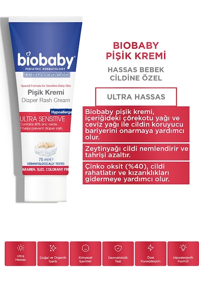 Biobaby Hassas Bebek Cildine Özel Pişik Kremi 75 Ml