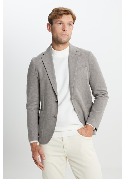 Erkek Acı Kahverengi Slim Fit Dar Kesim Mono Yaka Armürlü Torba Cepli Ceket Acı Kahverengi