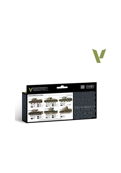 Vallejo 71188 8x18 Ml. Soviet Wwıı Camo Colors, Model Air Serisi Model Boyası Seti Renkli