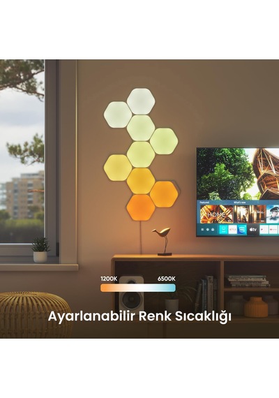 Nanoleaf Altıgen Akıllı Rgbw Duvar Paneli Genişletme Paketi App Kontrollü, 3 Parça, Beyaz, Google Ho RGB