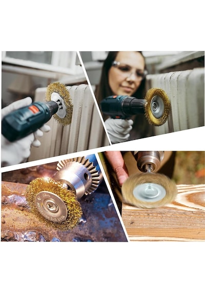 6240 Pimli Saçaklı Dairesel Tel Fırça Sarı Telli 100 Mm